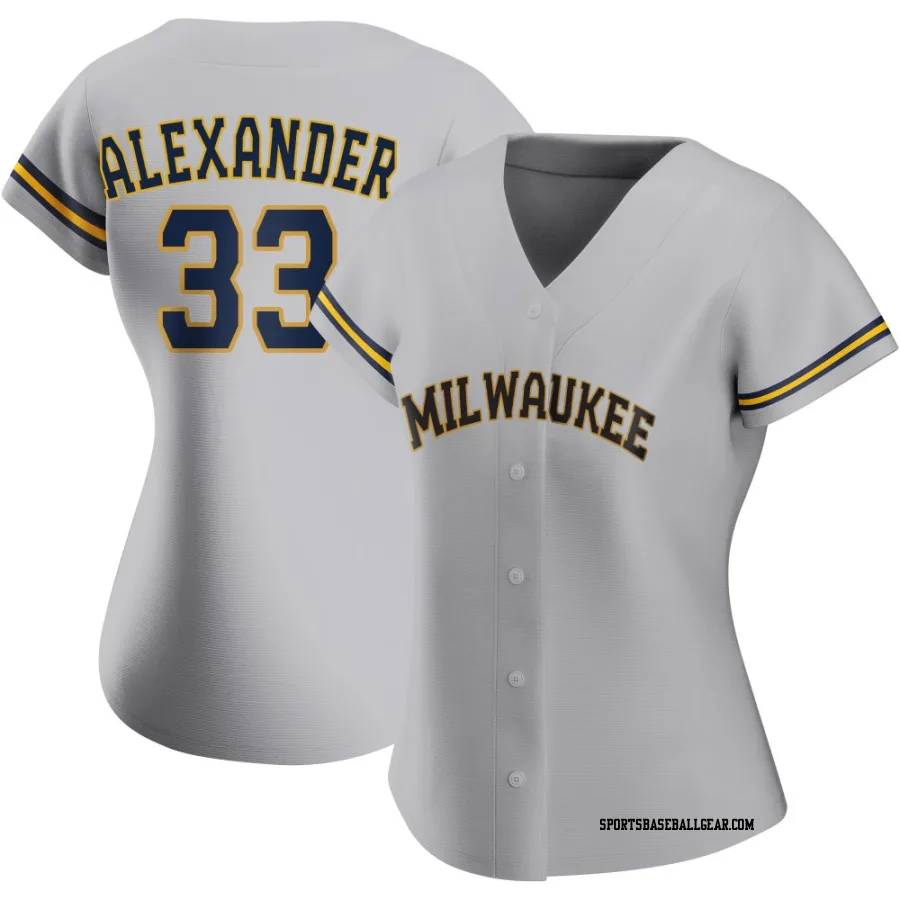 Tyler Alexander Women's Milwaukee Brewers Gray Replica Road Jersey
