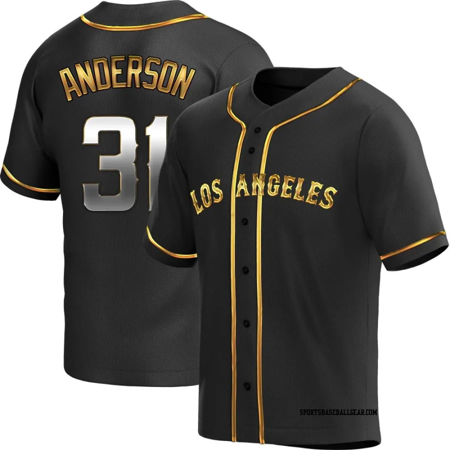 Tyler Anderson Men's Los Angeles Angels Black Golden Replica Alternate Jersey