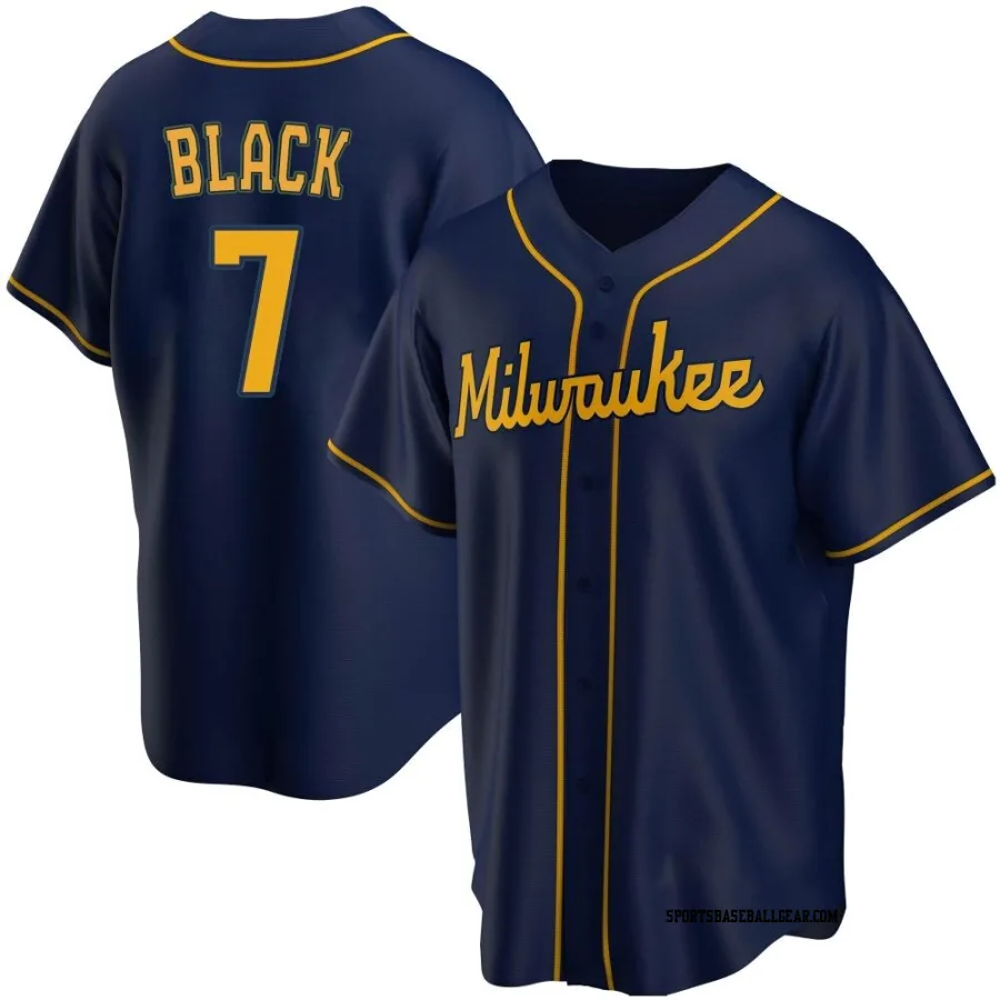 Tyler Black Men's Milwaukee Brewers Navy Replica Alternate Jersey