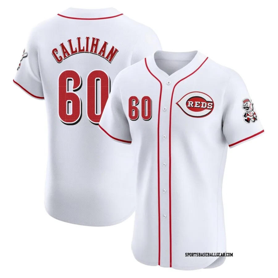 Tyler Callihan Men's Cincinnati Reds White Elite Home Patch Jersey