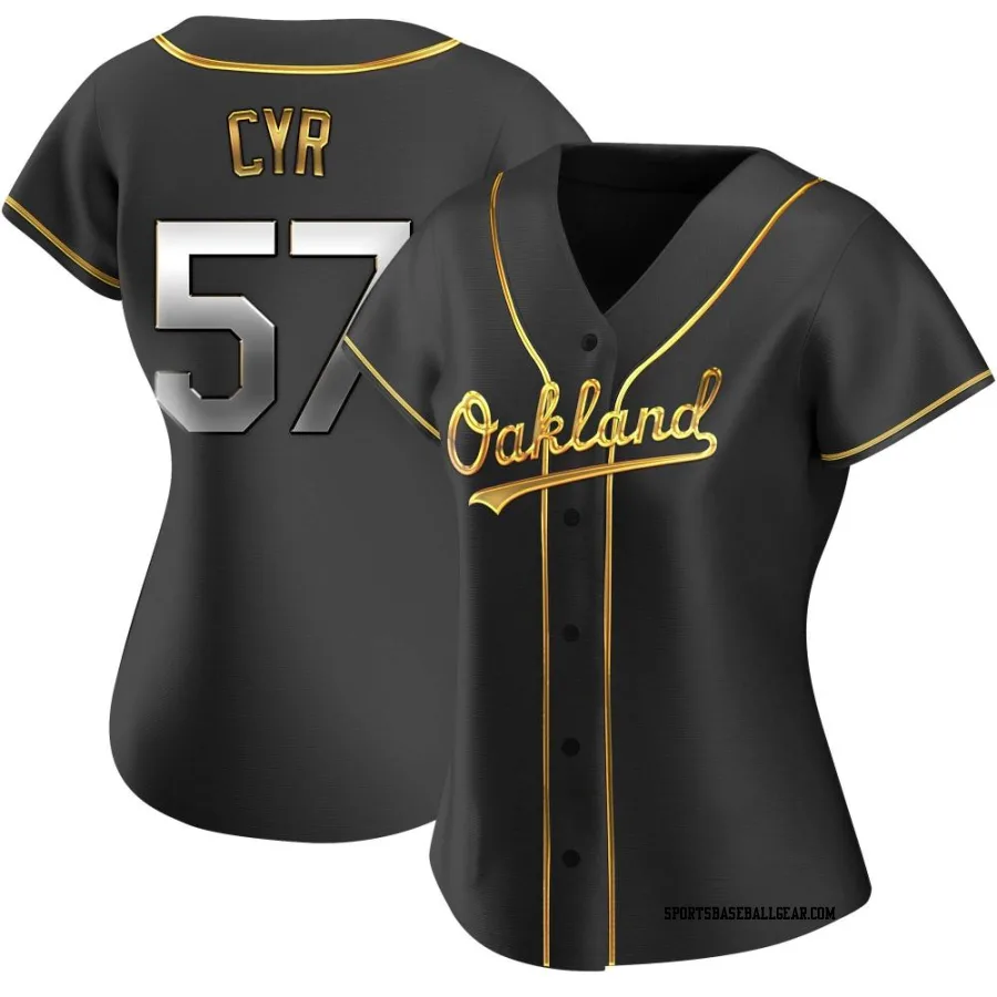 Tyler Cyr Women's Oakland Athletics Black Golden Replica Alternate Jersey