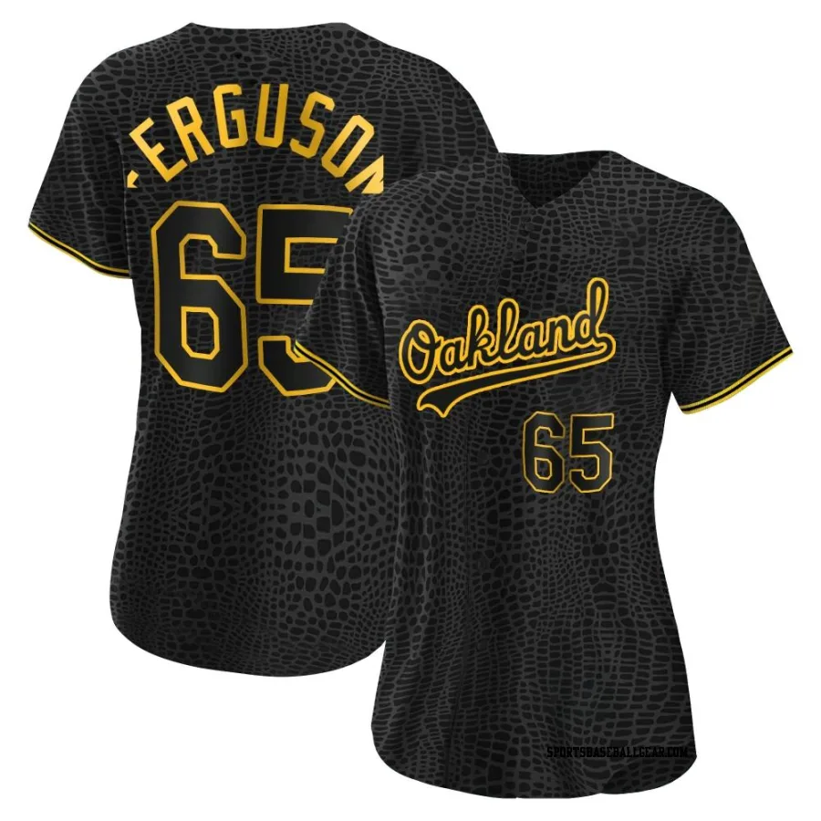 Tyler Ferguson Women's Oakland Athletics Black Authentic Snake Skin City Jersey