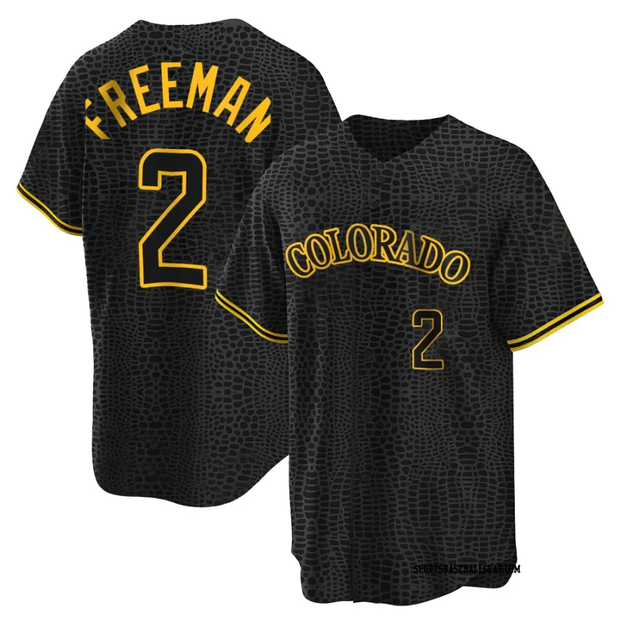 Tyler Freeman Men's Colorado Rockies Black Replica Snake Skin City Jersey