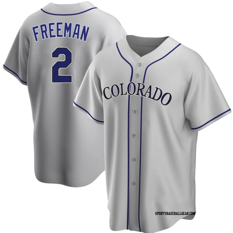 Tyler Freeman Men's Colorado Rockies Gray Replica Road Jersey