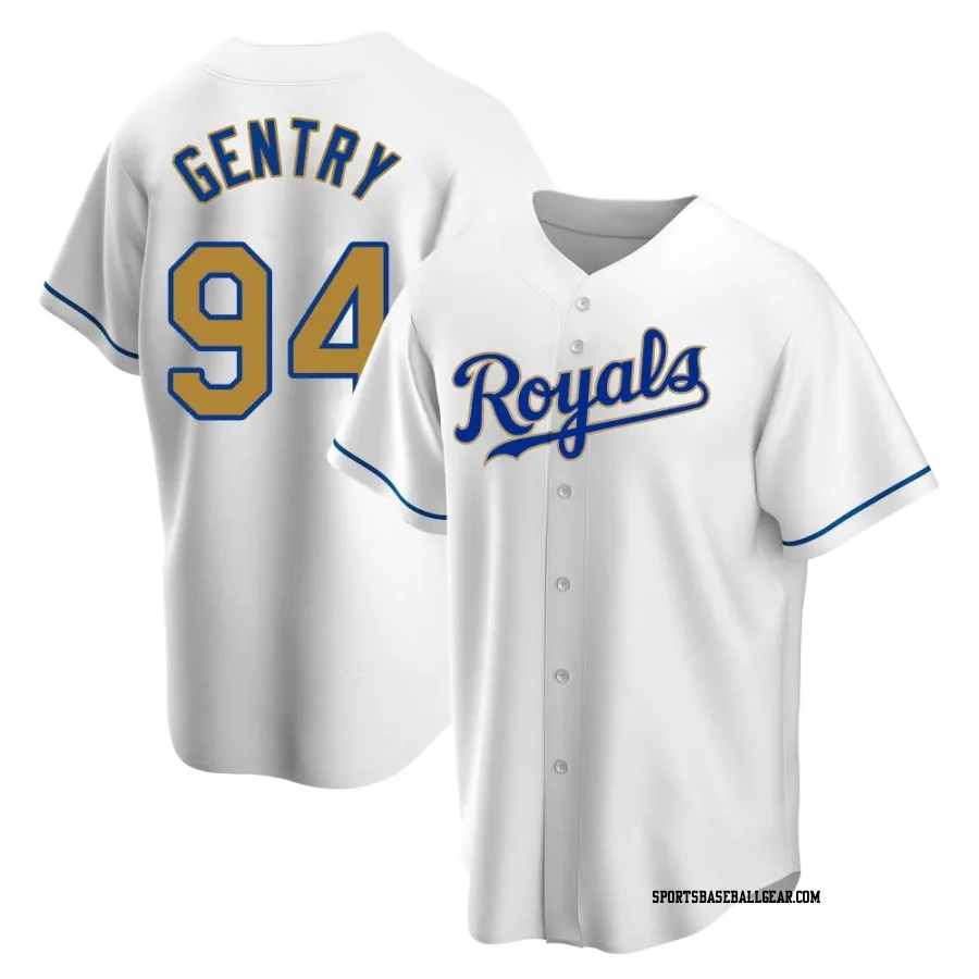 Tyler Gentry Youth Kansas City Royals Gold Replica White Home Jersey
