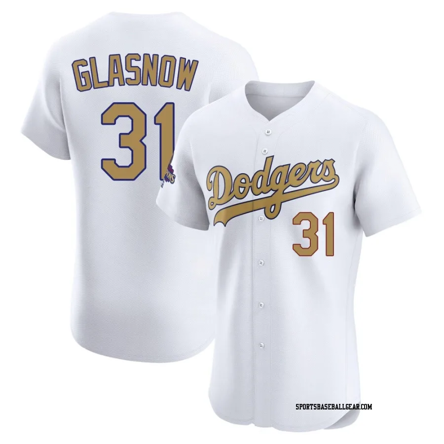Tyler Glasnow Men's Los Angeles Dodgers Gold Elite White 2025 Collection Jersey