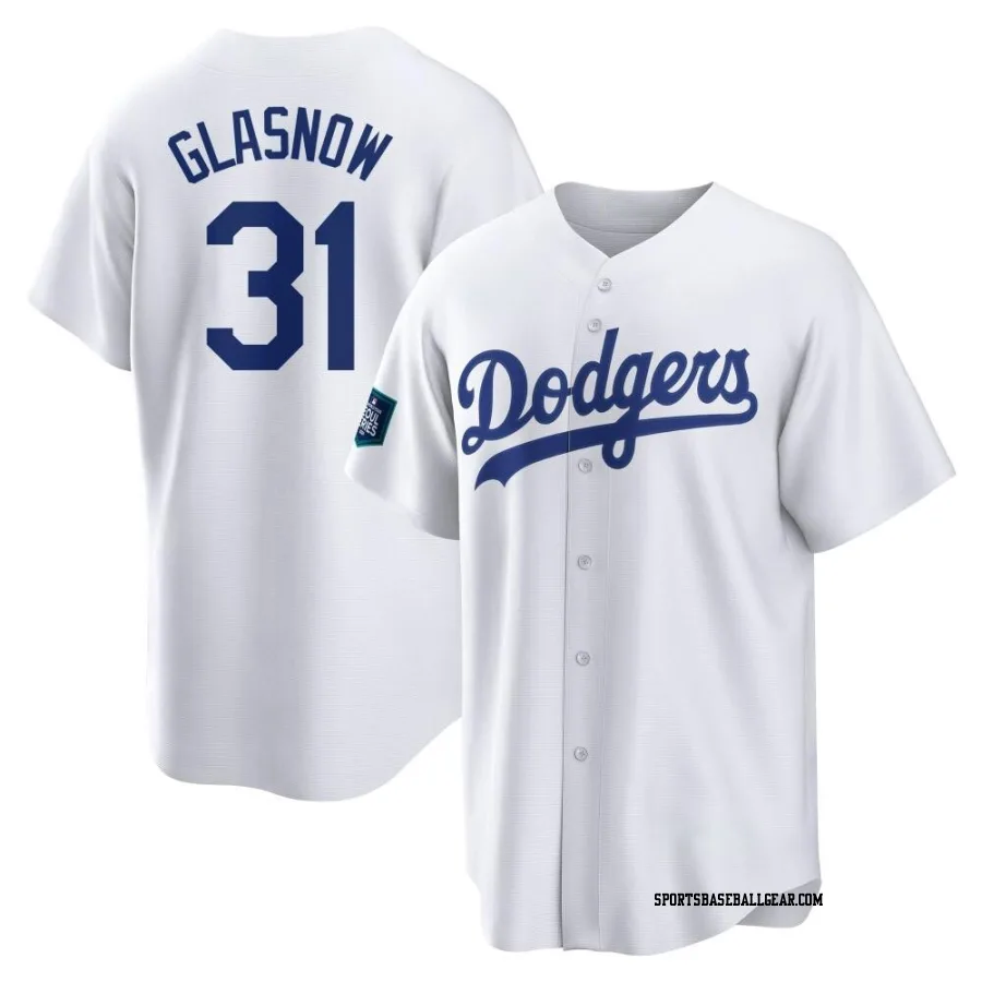 Tyler Glasnow Men's Los Angeles Dodgers White Replica 2024 World Tour Seoul Series Home Jersey