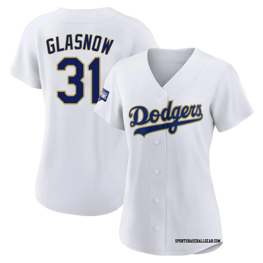 Tyler Glasnow Women's Los Angeles Dodgers White/Gold Authentic 2021 Gold Program Player Jersey