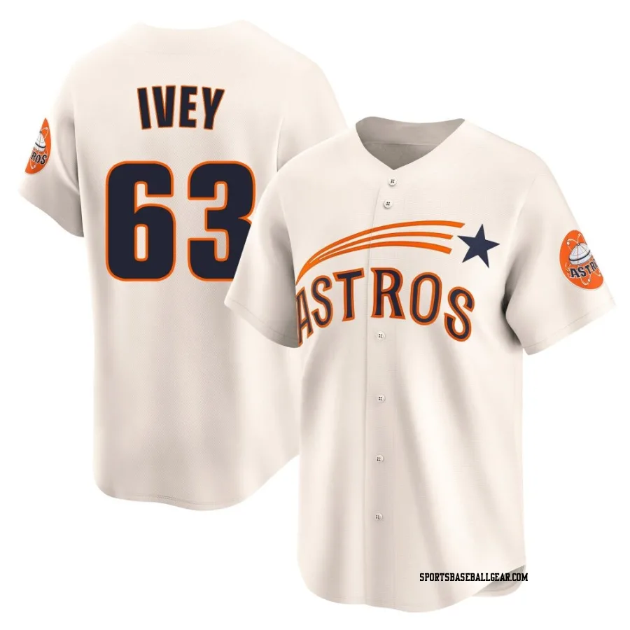 Tyler Ivey Men's Houston Astros Cream Limited Throwback Cooperstown Collection Jersey