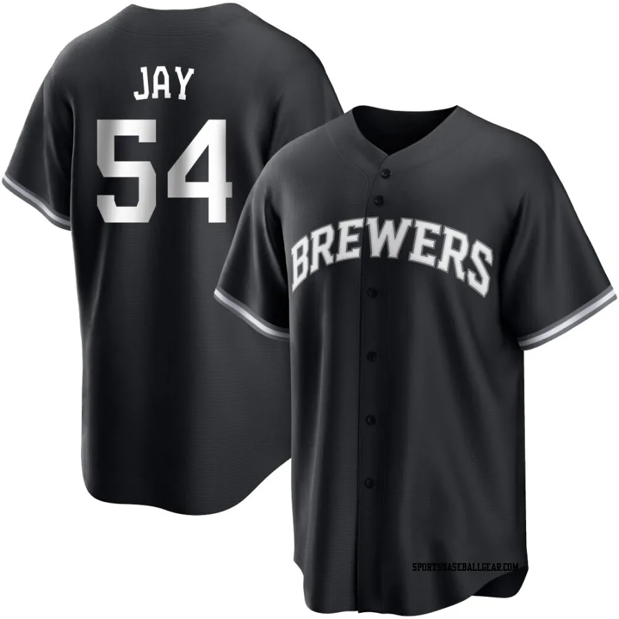 Tyler Jay Men's Milwaukee Brewers Black/White Replica Jersey