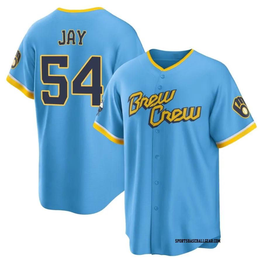 Tyler Jay Men's Milwaukee Brewers Blue Replica Powder 2022 City Connect Jersey