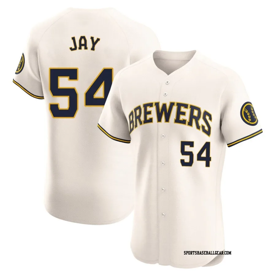 Tyler Jay Men's Milwaukee Brewers Cream Elite Home Jersey