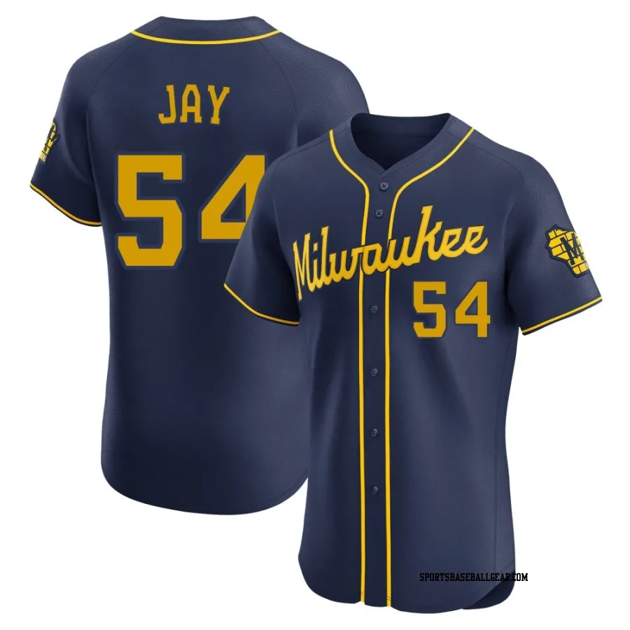Tyler Jay Men's Milwaukee Brewers Navy Elite Alternate Jersey