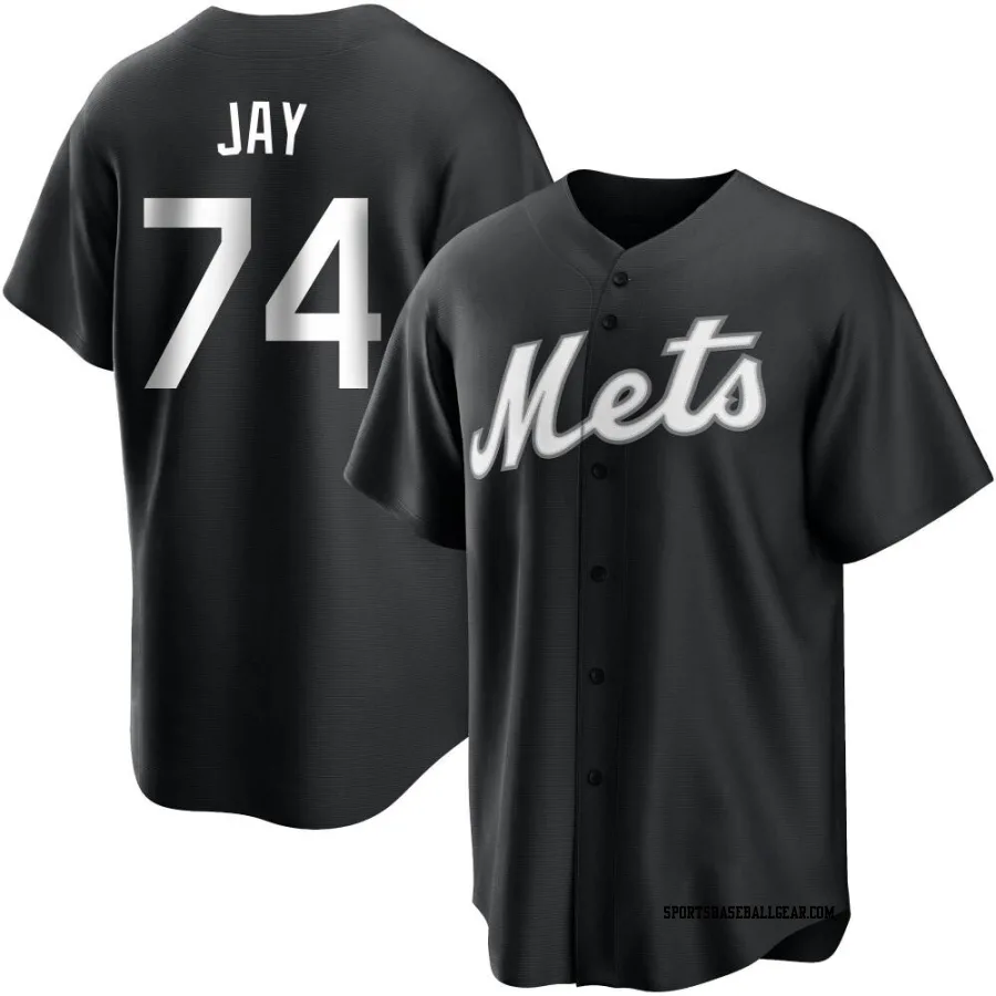 Tyler Jay Men's New York Mets Black/White Replica Jersey