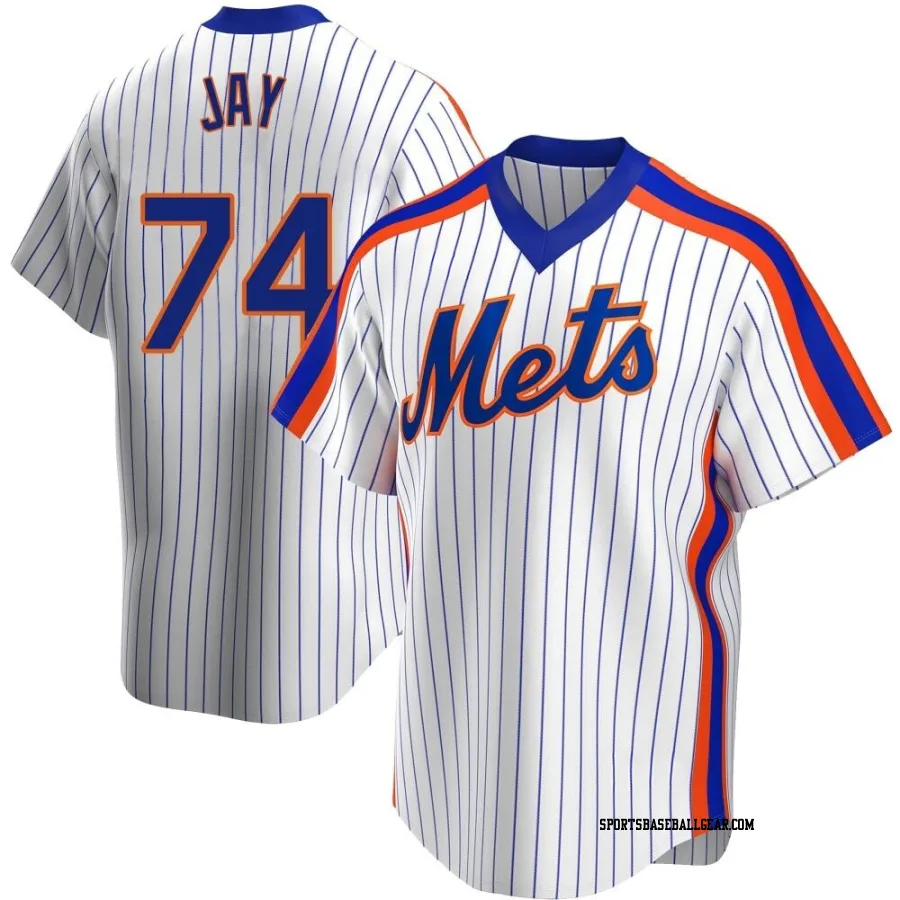 Tyler Jay Men's New York Mets White Replica Home Cooperstown Collection Jersey