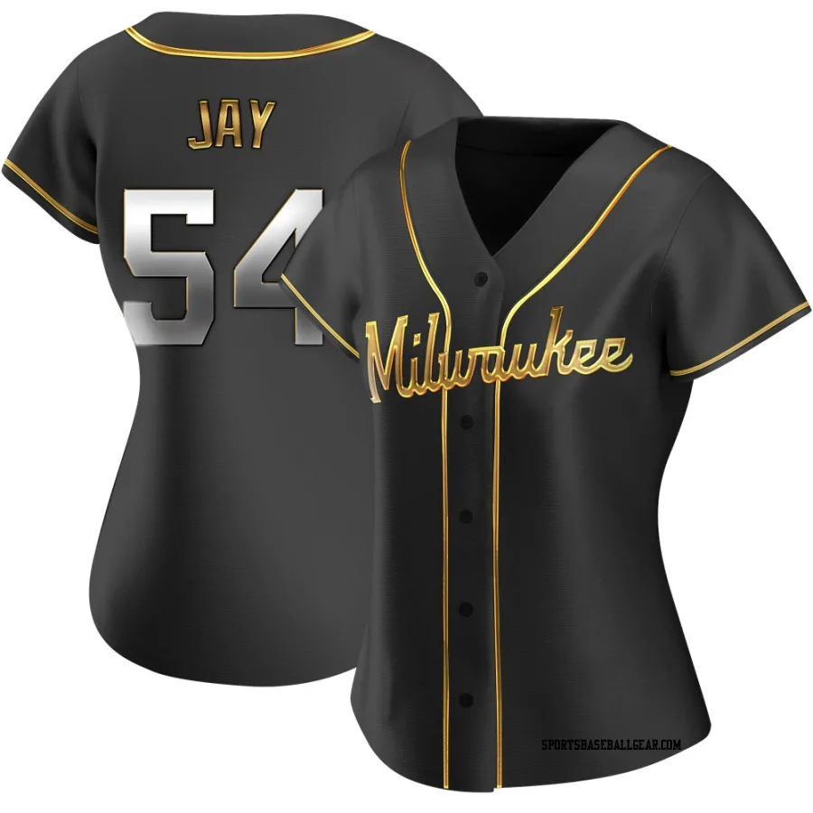 Tyler Jay Women's Milwaukee Brewers Black Golden Replica Alternate Jersey