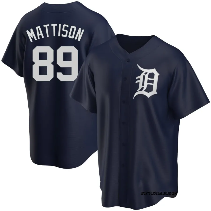 Tyler Mattison Youth Detroit Tigers Navy Replica Alternate Jersey