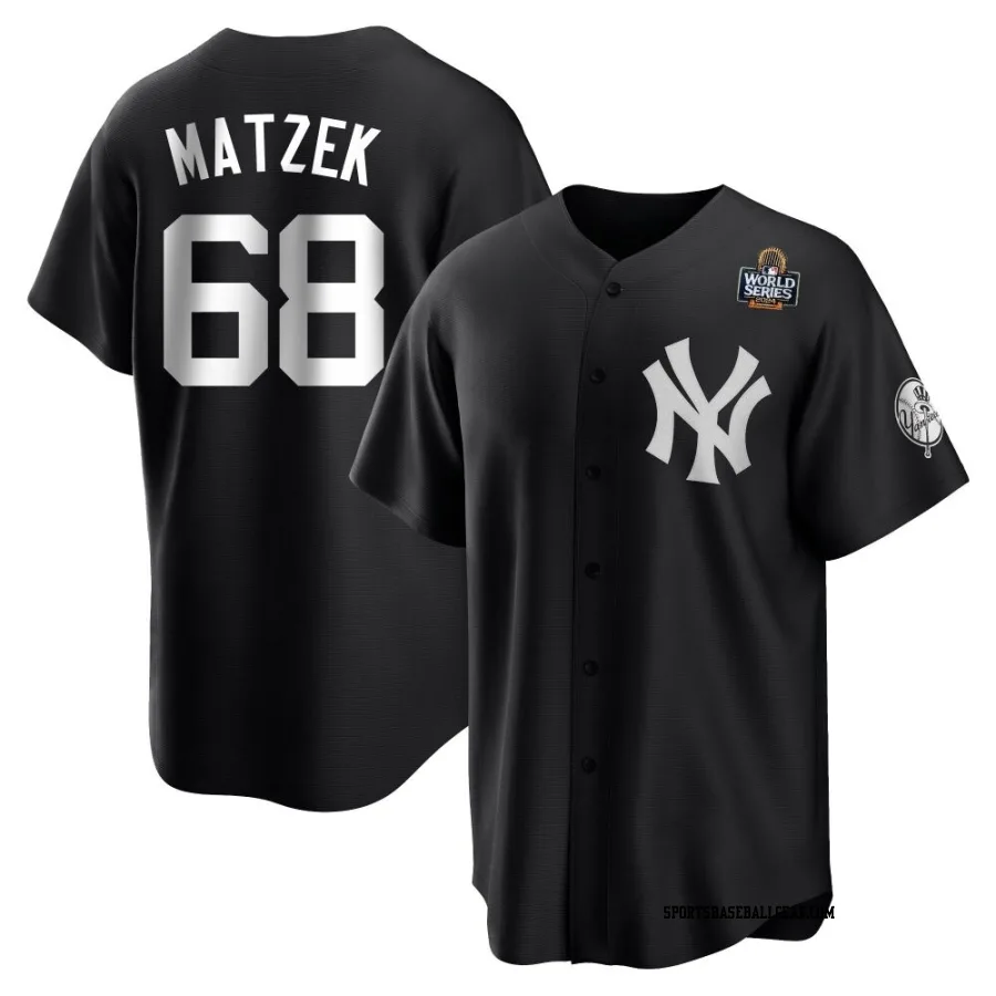 Tyler Matzek Men's New York Yankees Black/White Replica 2024 World Series Jersey