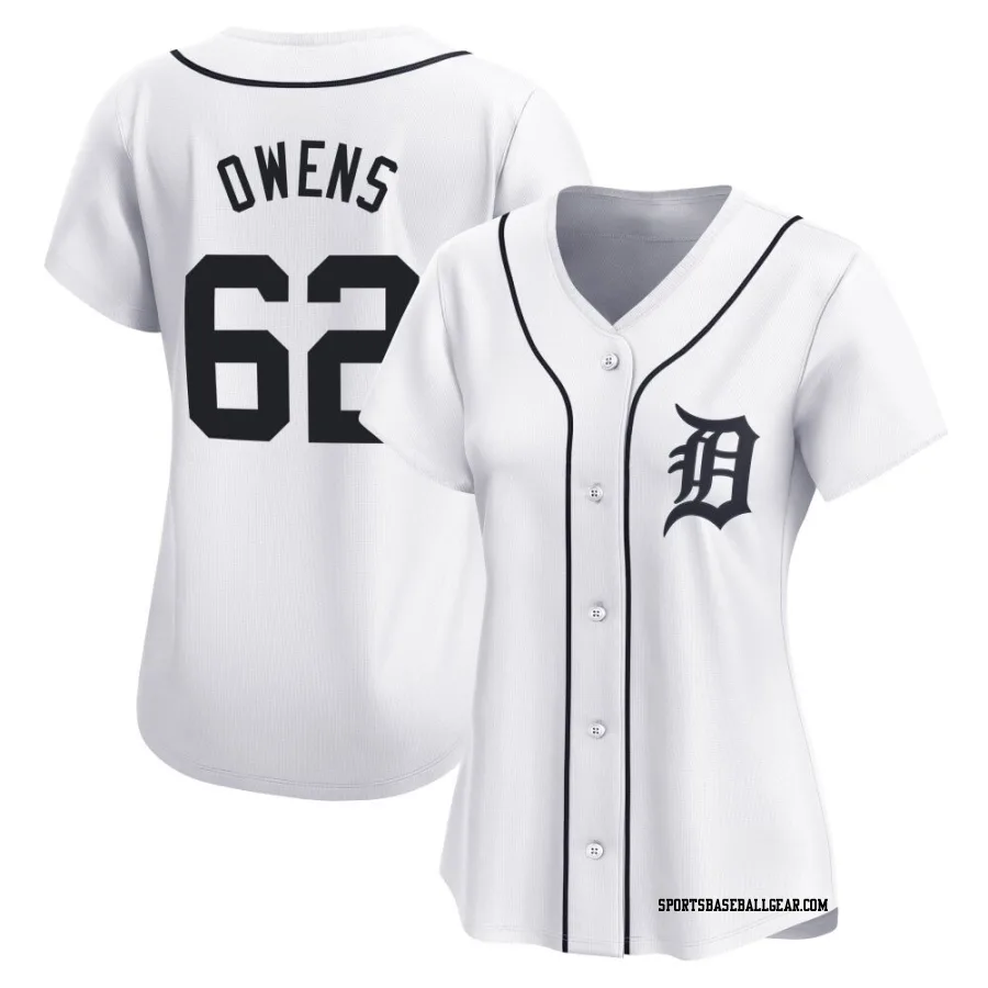 Tyler Owens Women's Detroit Tigers White Limited Home Jersey