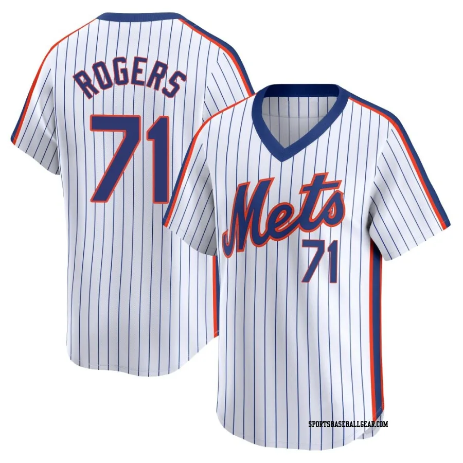 Tyler Rogers Men's New York Mets White Limited Cooperstown Collection Jersey