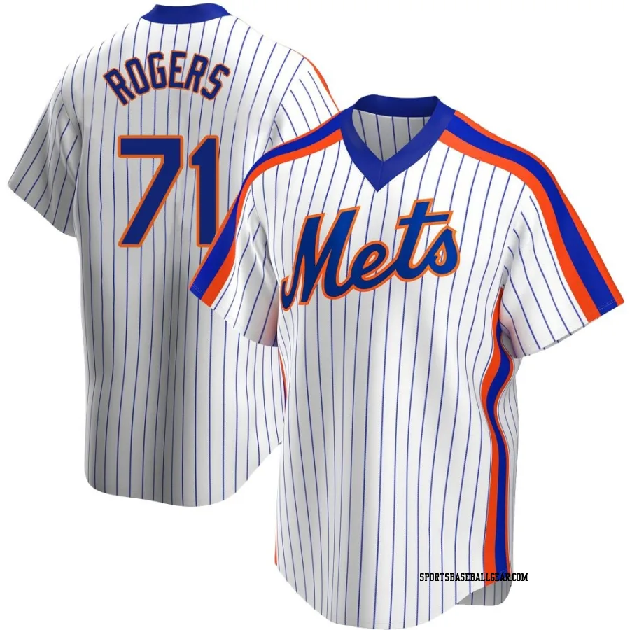 Tyler Rogers Men's New York Mets White Replica Home Cooperstown Collection Jersey