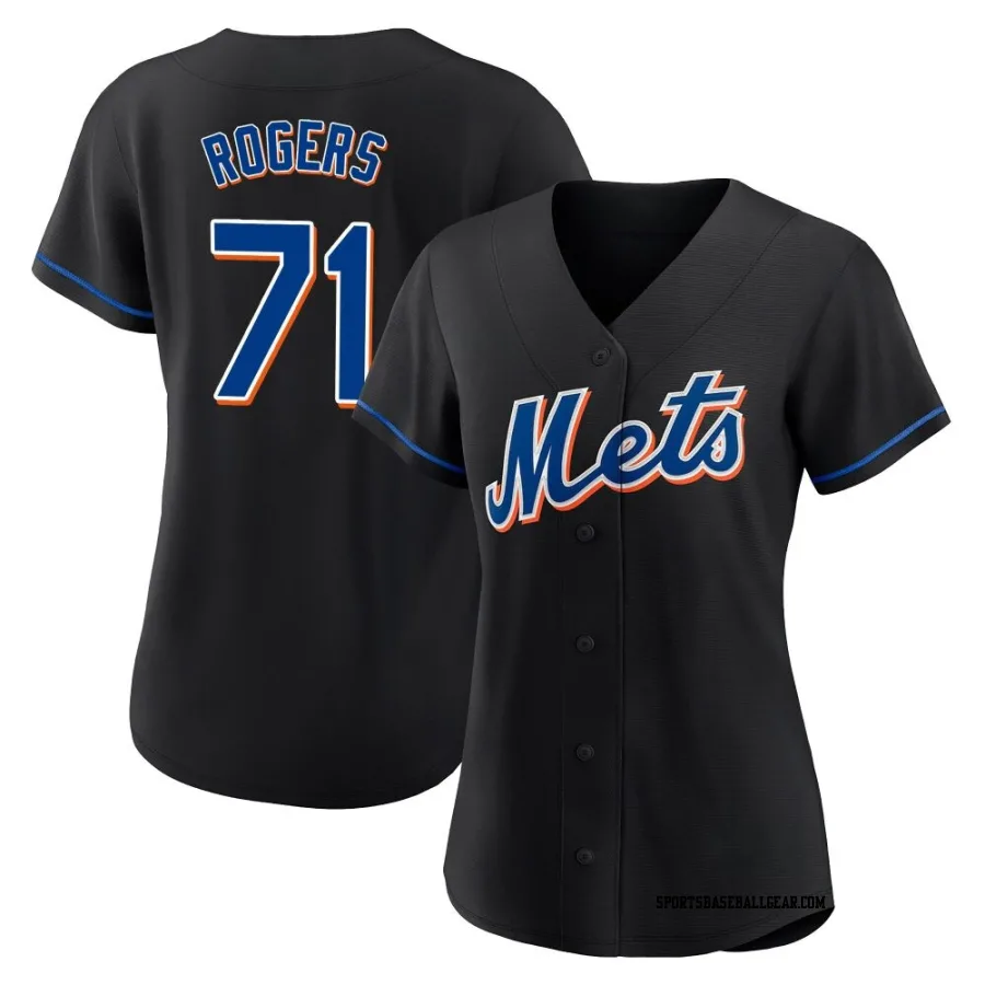 Tyler Rogers Women's New York Mets Black Authentic 2022 Alternate Jersey