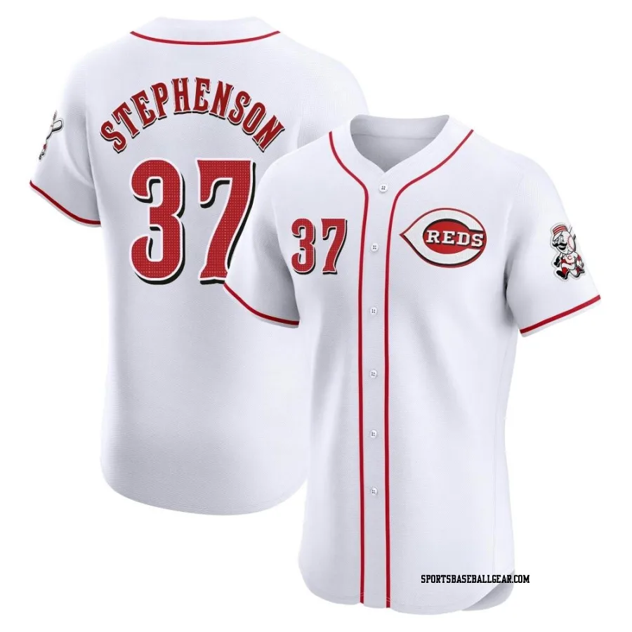 Tyler Stephenson Men's Cincinnati Reds White Elite Home Patch Jersey