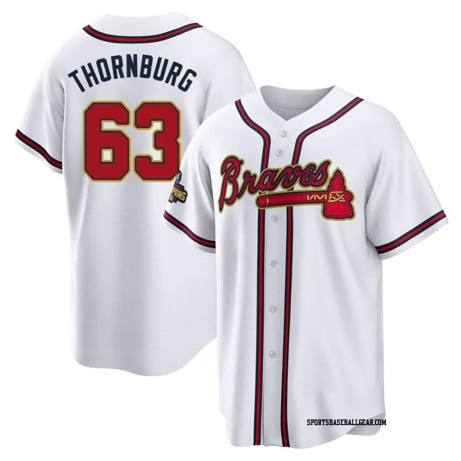 Tyler Thornburg Youth Atlanta Braves Gold Replica White 2022 Program Jersey