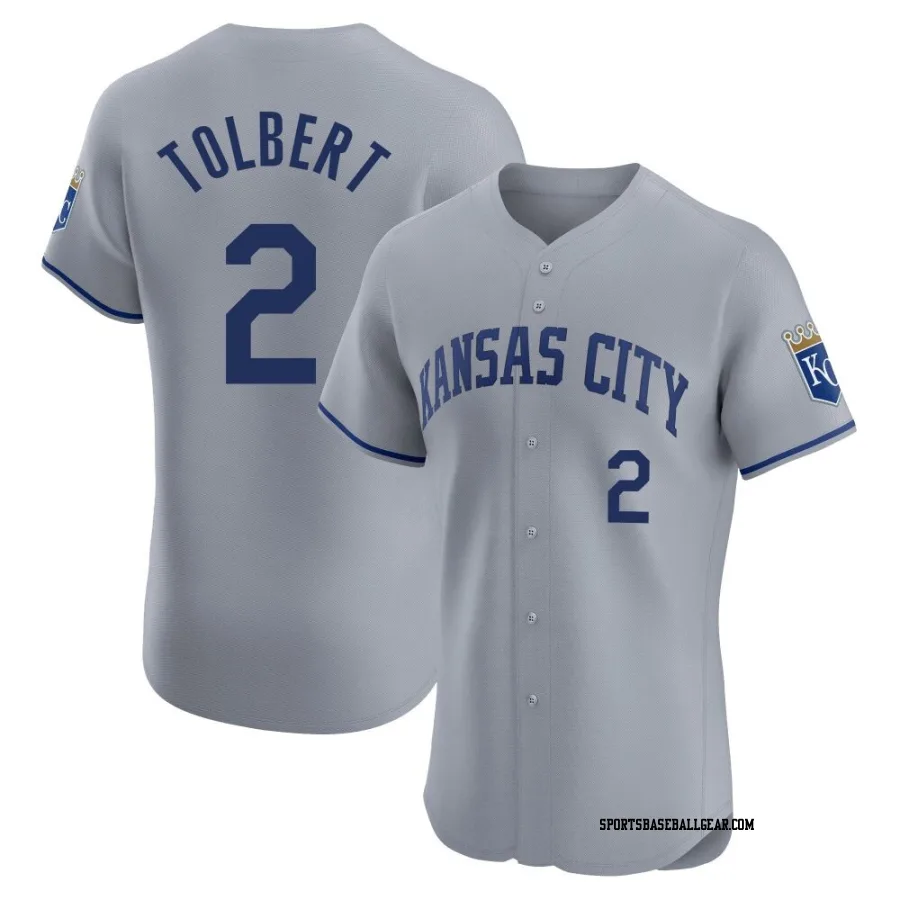 Tyler Tolbert Men's Kansas City Royals Gray Elite Road Jersey