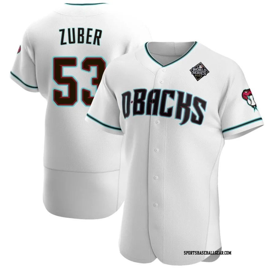 Tyler Zuber Men's Arizona Diamondbacks White Authentic Teal Alternate 2023 World Series Jersey