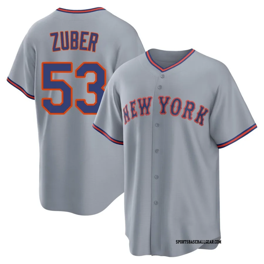 Tyler Zuber Men's New York Mets Gray Replica Away 2.0 Jersey