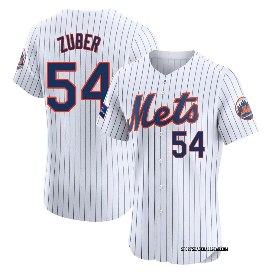 Tyler Zuber Men's New York Mets White Elite Home Patch Jersey