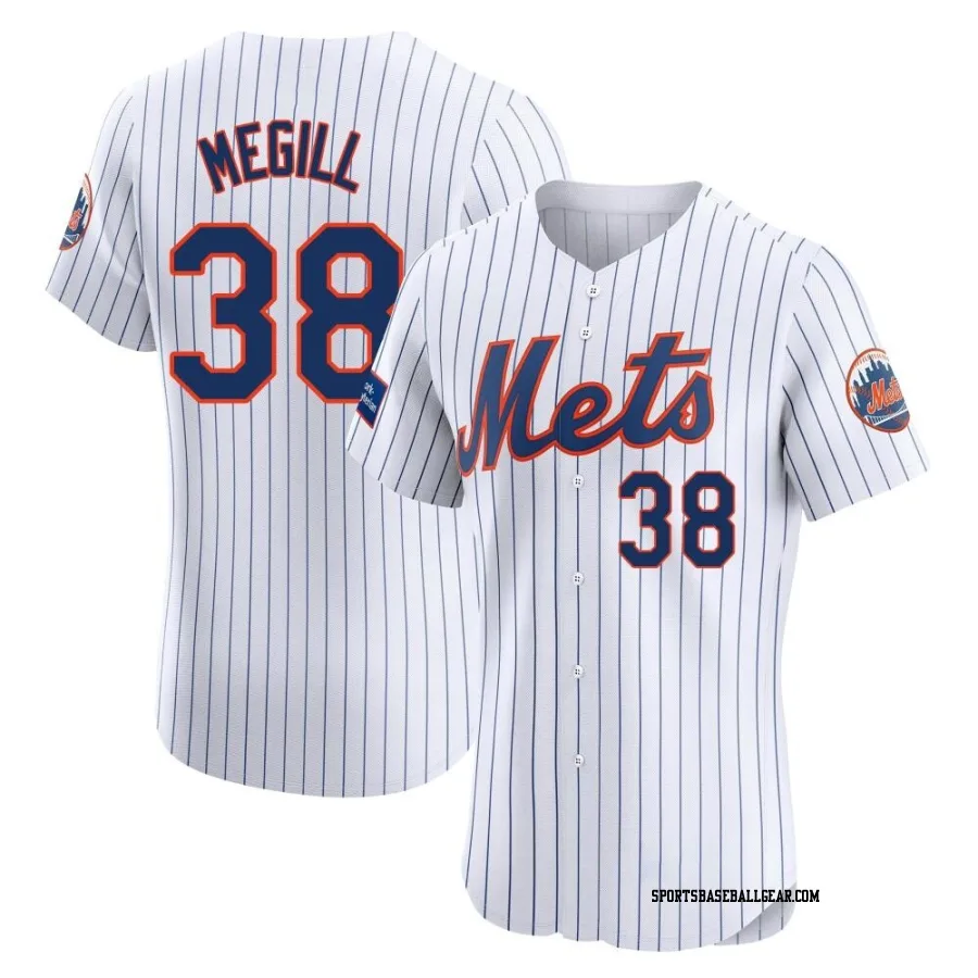 Tylor Megill Men's New York Mets White Elite Home Patch Jersey