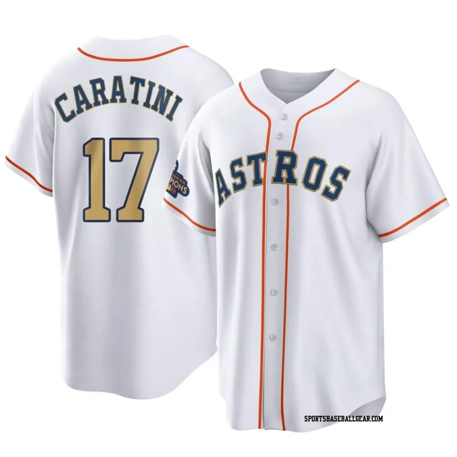 Victor Caratini Youth Houston Astros Gold Replica White 2023 Collection Jersey