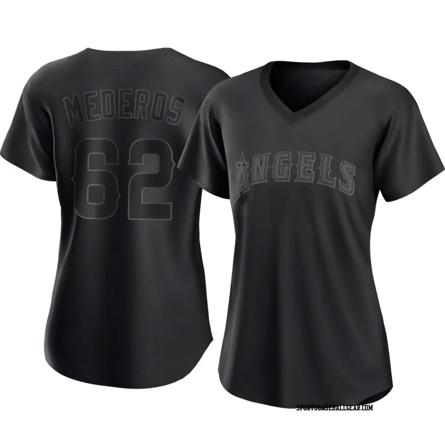Victor Mederos Women's Los Angeles Angels Black Replica Pitch Fashion Jersey