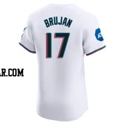 Vidal Brujan Men's Miami Marlins White Elite Home Patch Jersey
