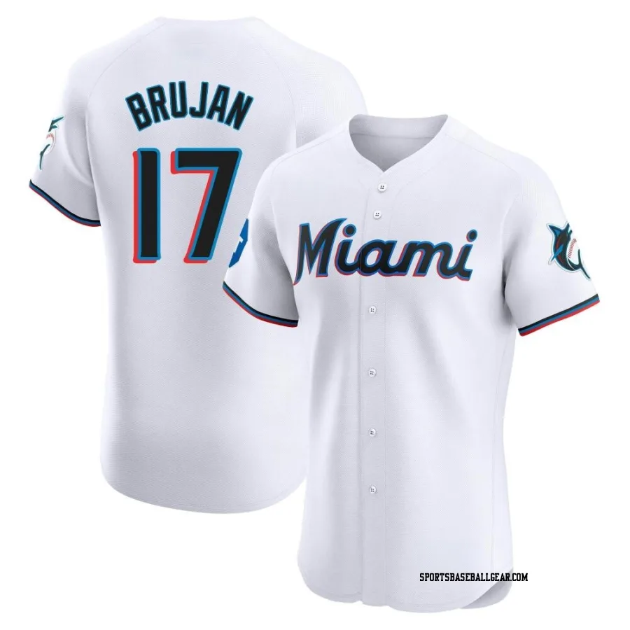 Vidal Brujan Men's Miami Marlins White Elite Home Patch Jersey