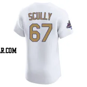 Vin Scully Men's Los Angeles Dodgers Gold Elite White 2025 Collection Jersey