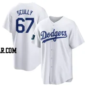 Vin Scully Men's Los Angeles Dodgers White Replica 2024 World Tour Seoul Series Home Jersey