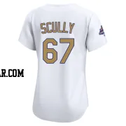Vin Scully Women's Los Angeles Dodgers Gold Limited White 2025 Collection Jersey