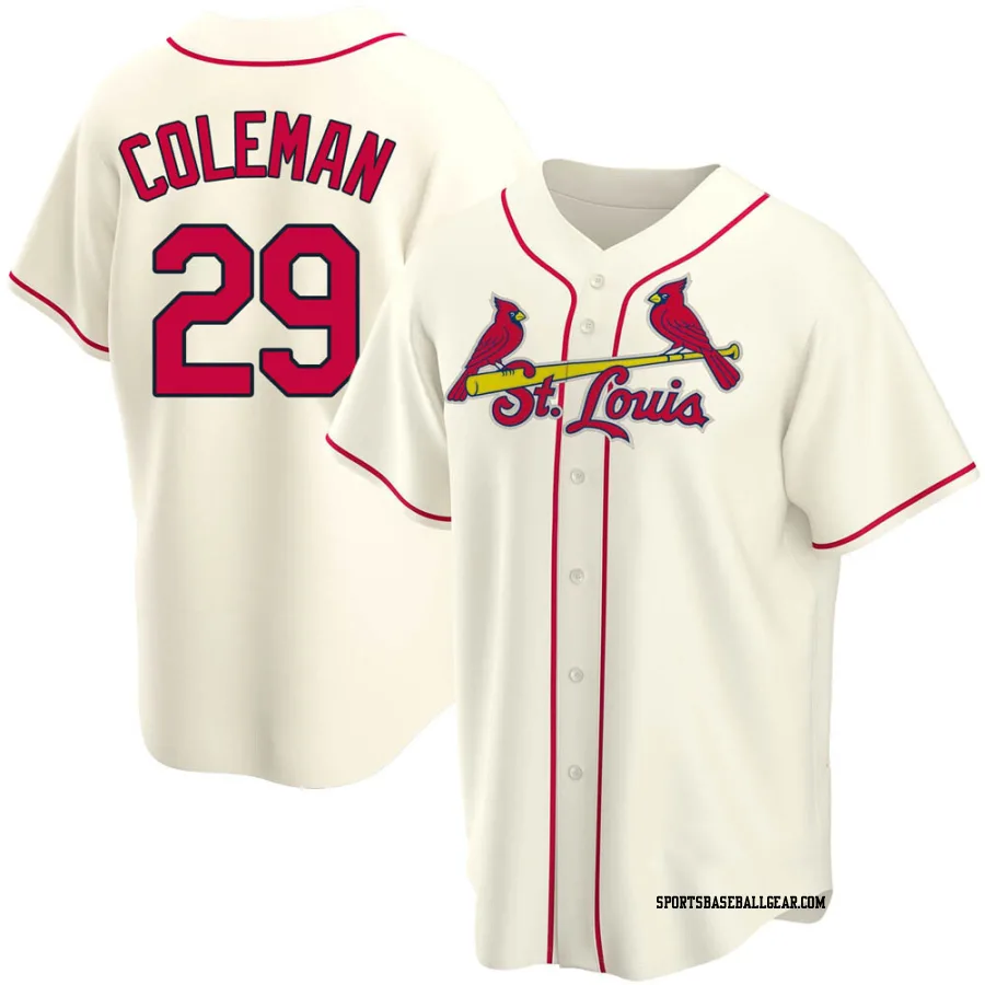 Vince Coleman Men's St. Louis Cardinals Cream Replica Alternate Jersey