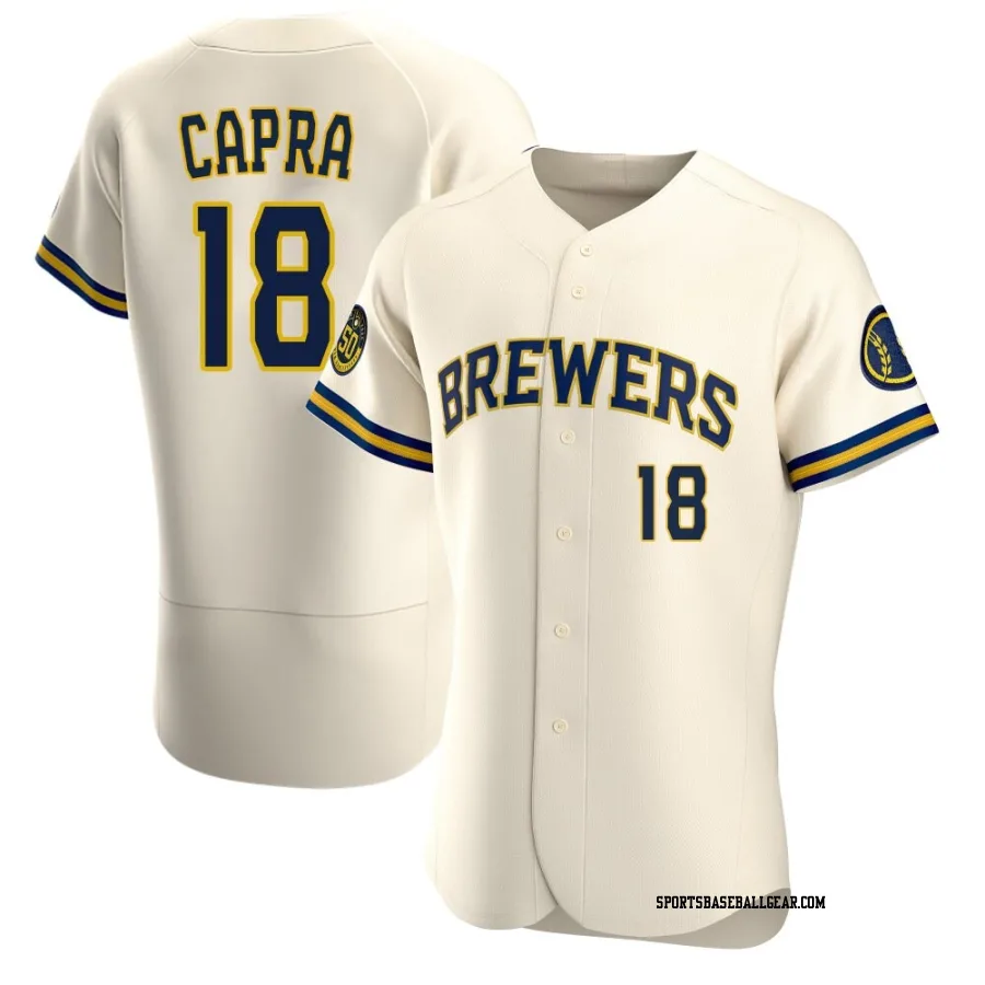 Vinny Capra Men's Milwaukee Brewers Cream Authentic Home Jersey