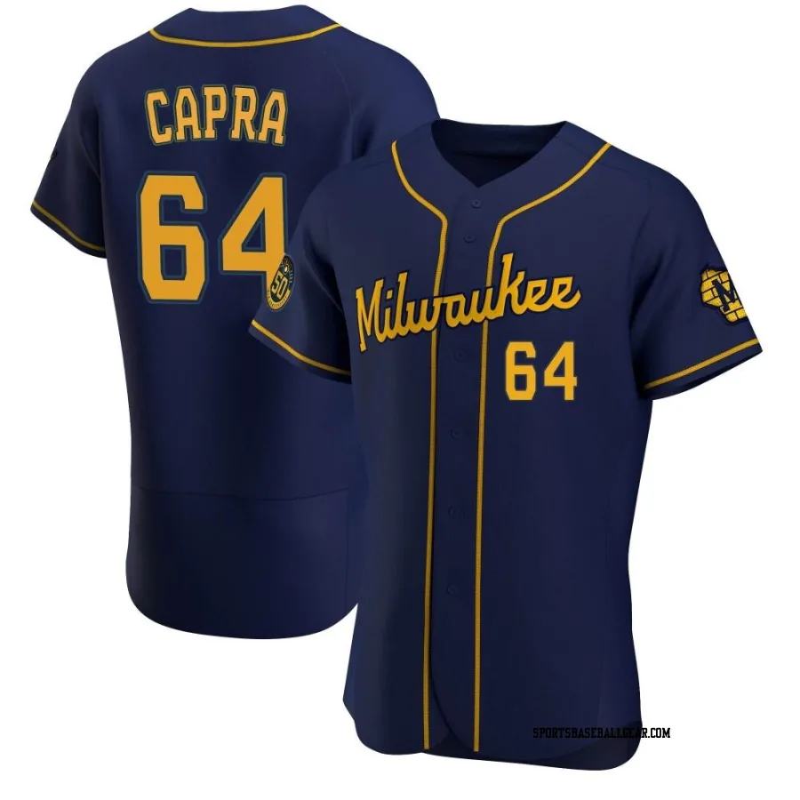 Vinny Capra Men's Milwaukee Brewers Navy Authentic Alternate Jersey