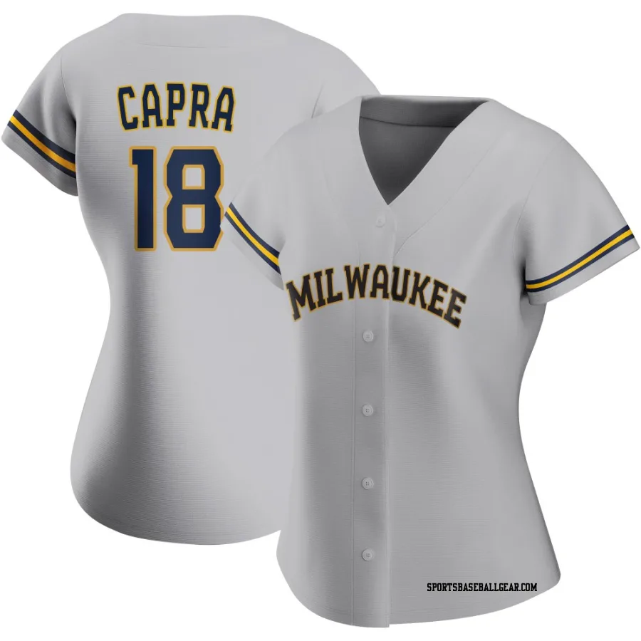 Vinny Capra Women's Milwaukee Brewers Gray Authentic Road Jersey