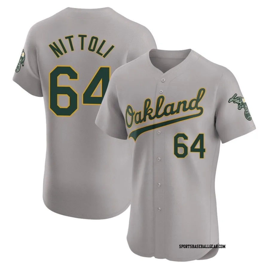 Vinny Nittoli Men's Oakland Athletics Gray Elite Road Jersey