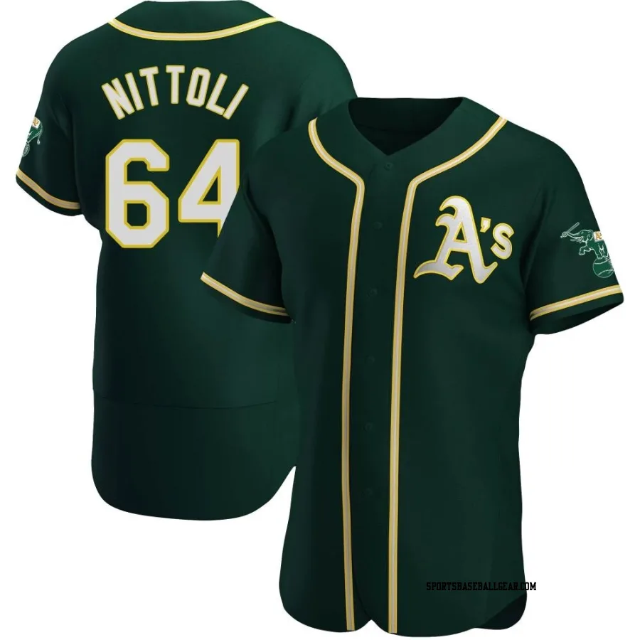 Vinny Nittoli Men's Oakland Athletics Green Authentic Alternate Jersey