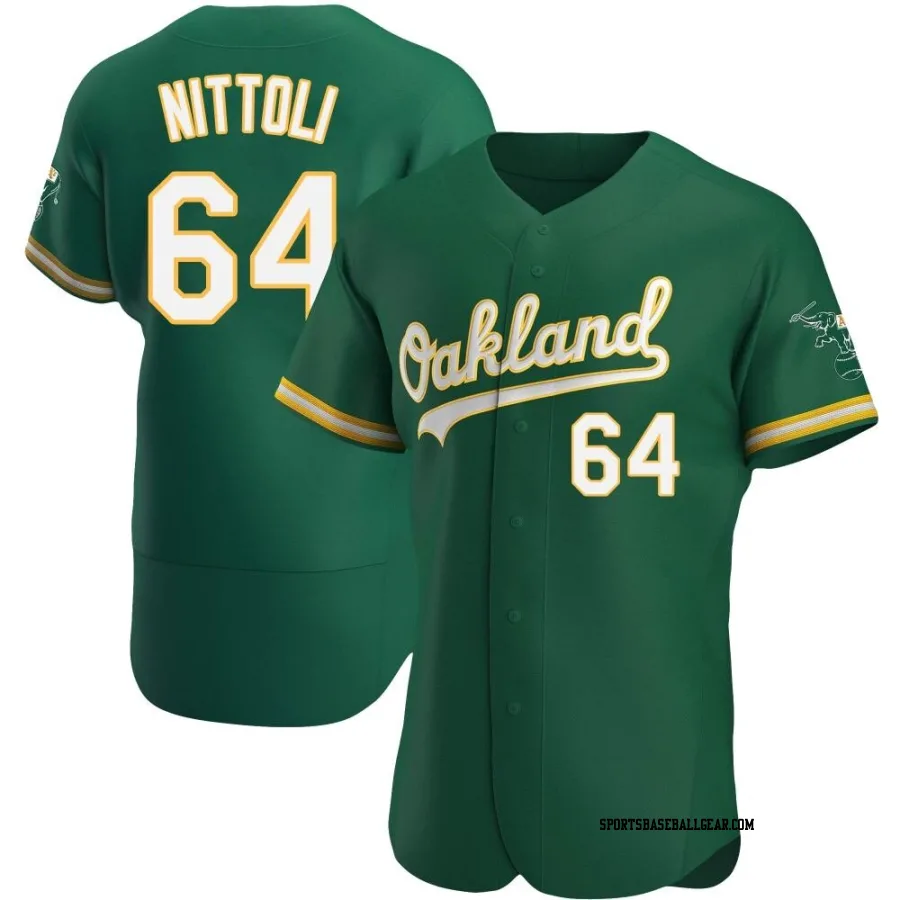 Vinny Nittoli Men's Oakland Athletics Green Authentic Kelly Alternate Jersey