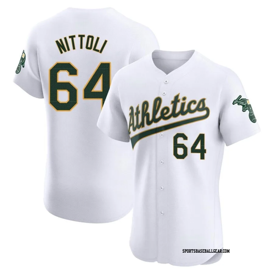Vinny Nittoli Men's Oakland Athletics White Elite Home Jersey