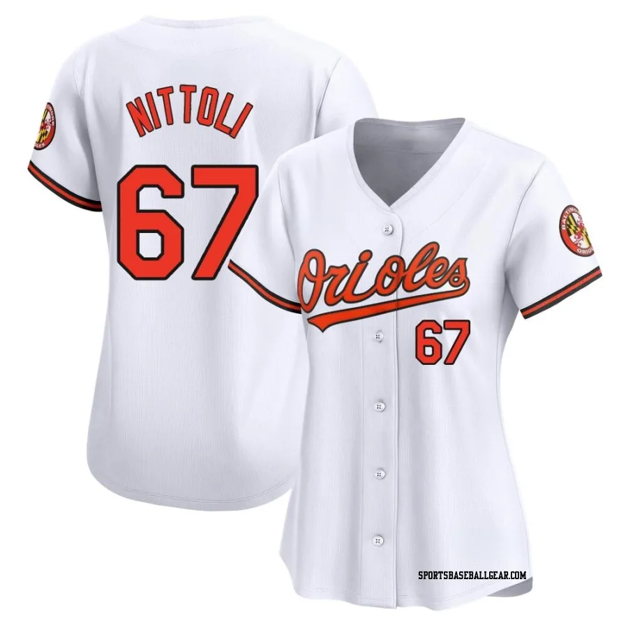 Vinny Nittoli Women's Baltimore Orioles White Limited Home Jersey