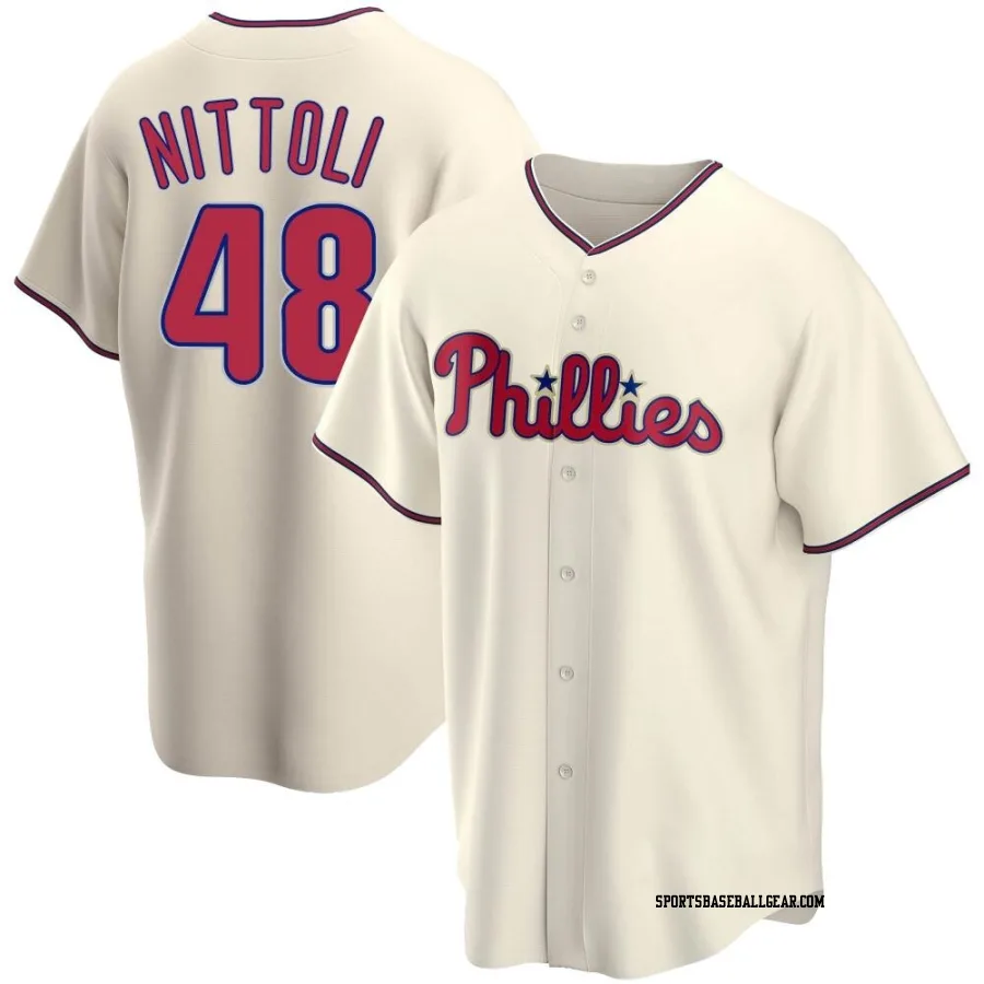 Vinny Nittoli Youth Philadelphia Phillies Cream Replica Alternate Jersey